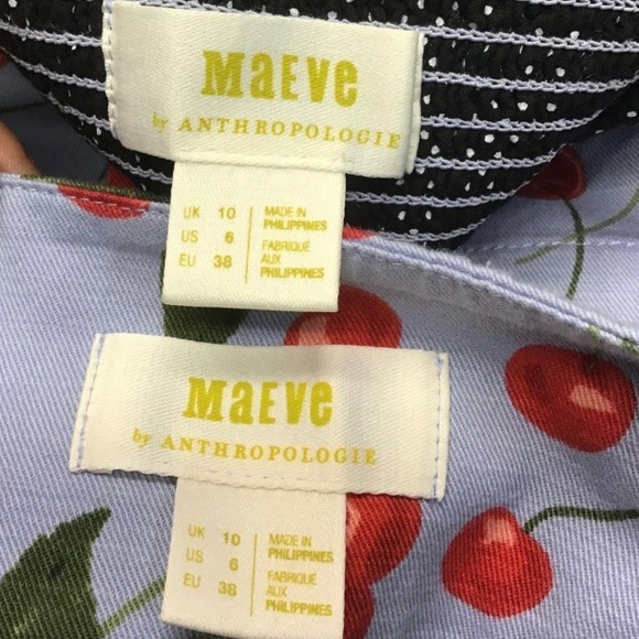 Maeve Anthropologie Cherry Print Cotton 2 Piece Crop Top Set NWT Size 6 - Picture 4 of 12